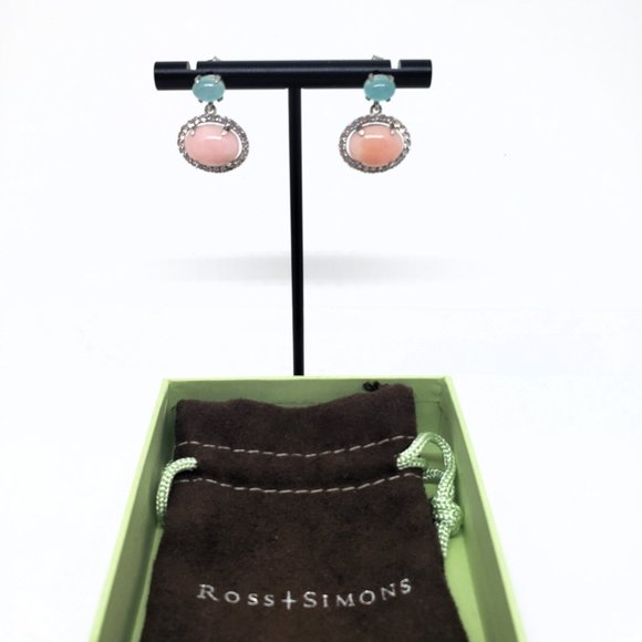 Sterling Silver Pink Opal Post Drop Earrings - Picture 3 of 6